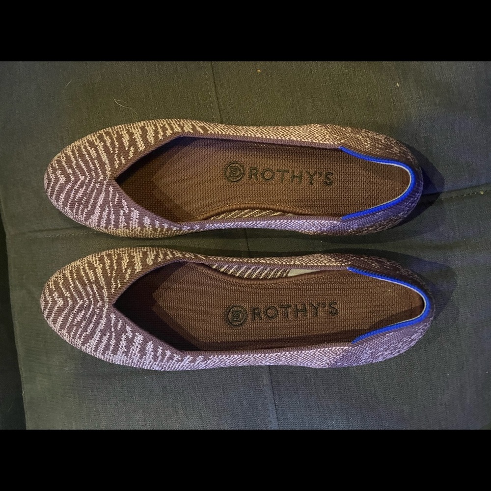 ROTHY’S Retired Rothys Desert Metallic Round Toe Flats The Flat sz 9 worn 2x EUC - Picture 2 of 4
